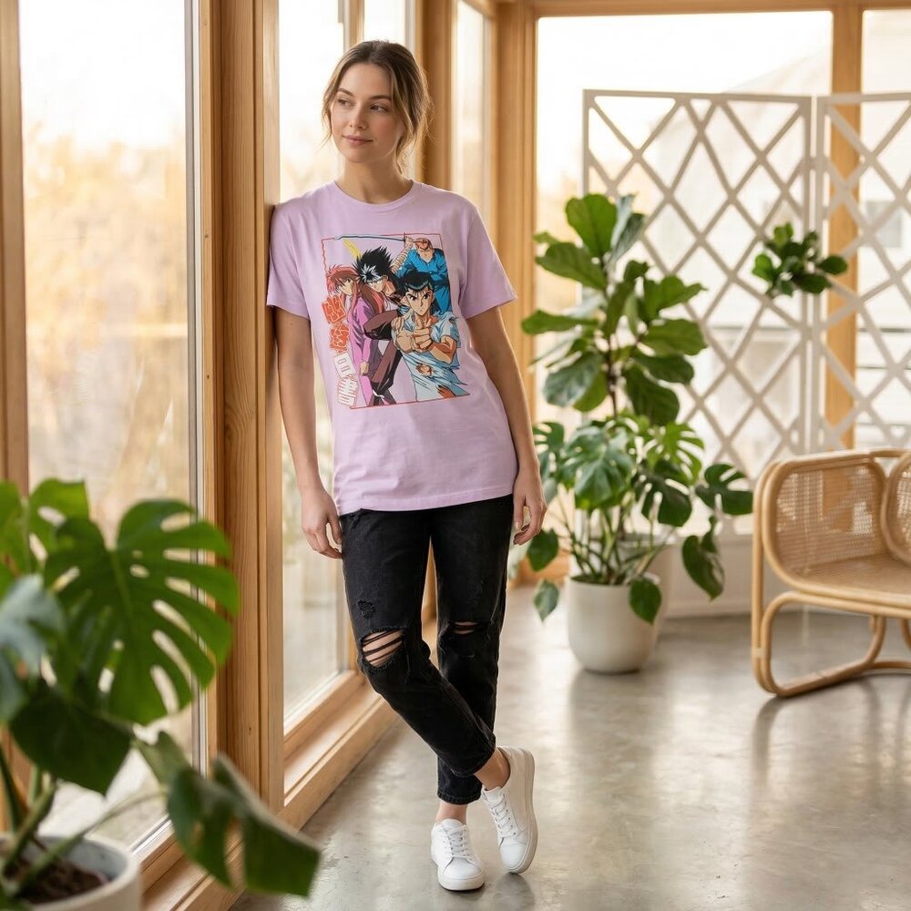 Crunchyroll Yu Yu Hakusho Anime‎ Graphic T Shirt Pink WMNS Medium